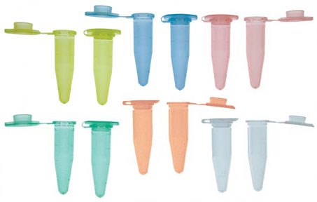 Microcentrifuge tubes, assorted colours, PP