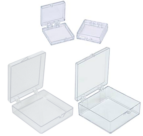 Square storage boxes, clear PS