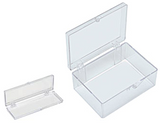 Small rectangular storage boxes, clear polystyrene