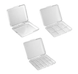 Clear polystyrene plastic storage boxes with hinged lid