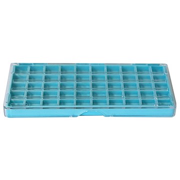 Polystyrene storage boxes with hinged cover, 50 compartment