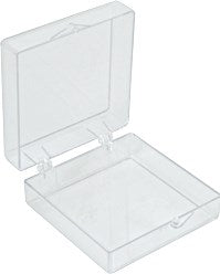 Square storage boxes, clear polystyrene