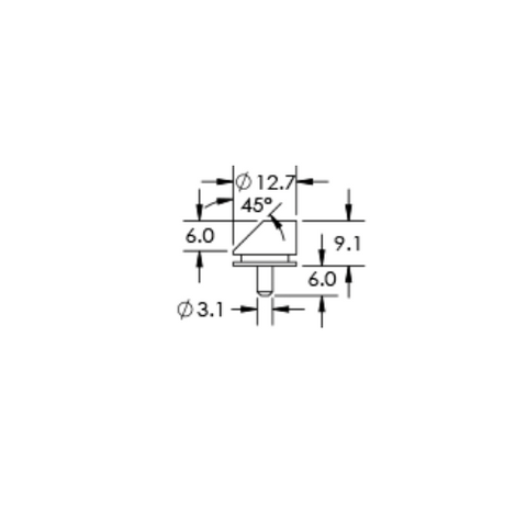 SEM low profile 45 deg. specimen mount, short pin mount