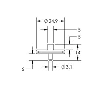 SEM low profile double 90 deg. specimen mount, pin mount