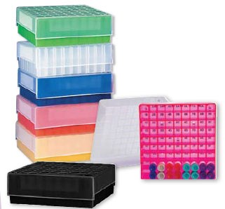 Microcentrifuge storage boxes, assorted colours