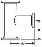 NW/KF equal tees vacuum connections, stainless steel