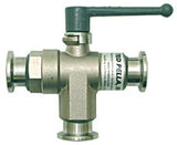 NW/KF 3-way ball valves, brass, nickel plated