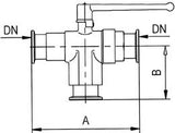 NW/KF 3-way ball valves, brass, nickel plated