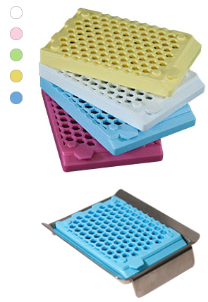 CellPath Super Mega hex slim acetal polymer embedding cassettes with lid, coloured