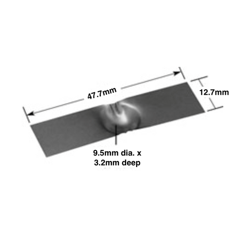 Small tungsten evaporation boat with  9.5mm x 3.2mm dimple
