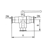 NW/KF 3-way ball valves, brass, nickel plated