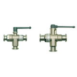 NW/KF 3-way ball valves, brass, nickel plated