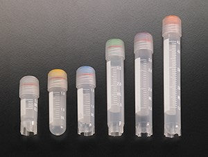 Cryovial tubes with external thread lip and silicone o-ring seal