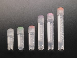 Cryovial tubes with external thread lip seal