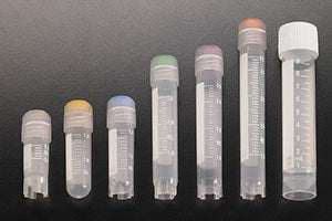Cryovial tubes with external thread and silicone washer seal