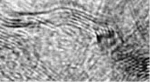 TEM Lattice plane resolution standard, graphitised carbon, black plane spacing