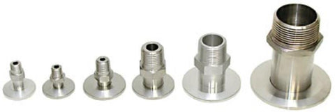 NW/KF flange adapters to male NPT thread, aluminium