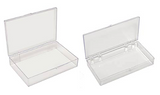 Large rectangular storage boxes, clear polystyrene