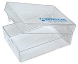 Medium rectangular storage boxes, clear polystyrene