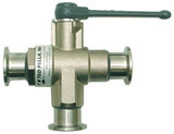 NW/KF 3-way ball valves, brass, nickel plated