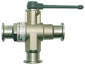 NW/KF 3-way ball valves, brass, nickel plated