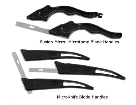 Microtome blade handles and attachment tool
