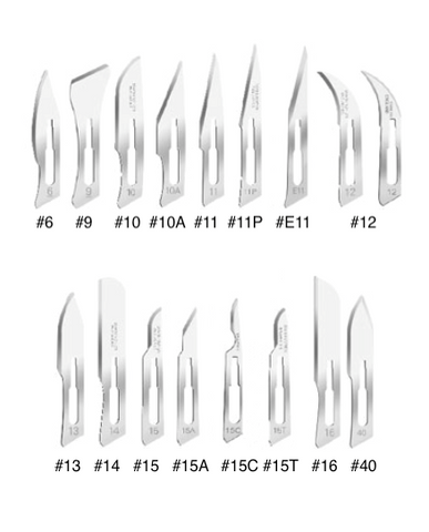 Stainless steel scalpel blades for No. 3 handles, sterile